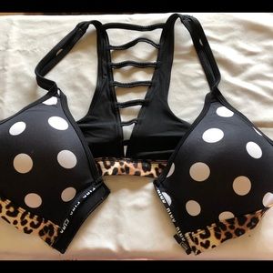 poca dot and cheetah print VS Pink sport bra